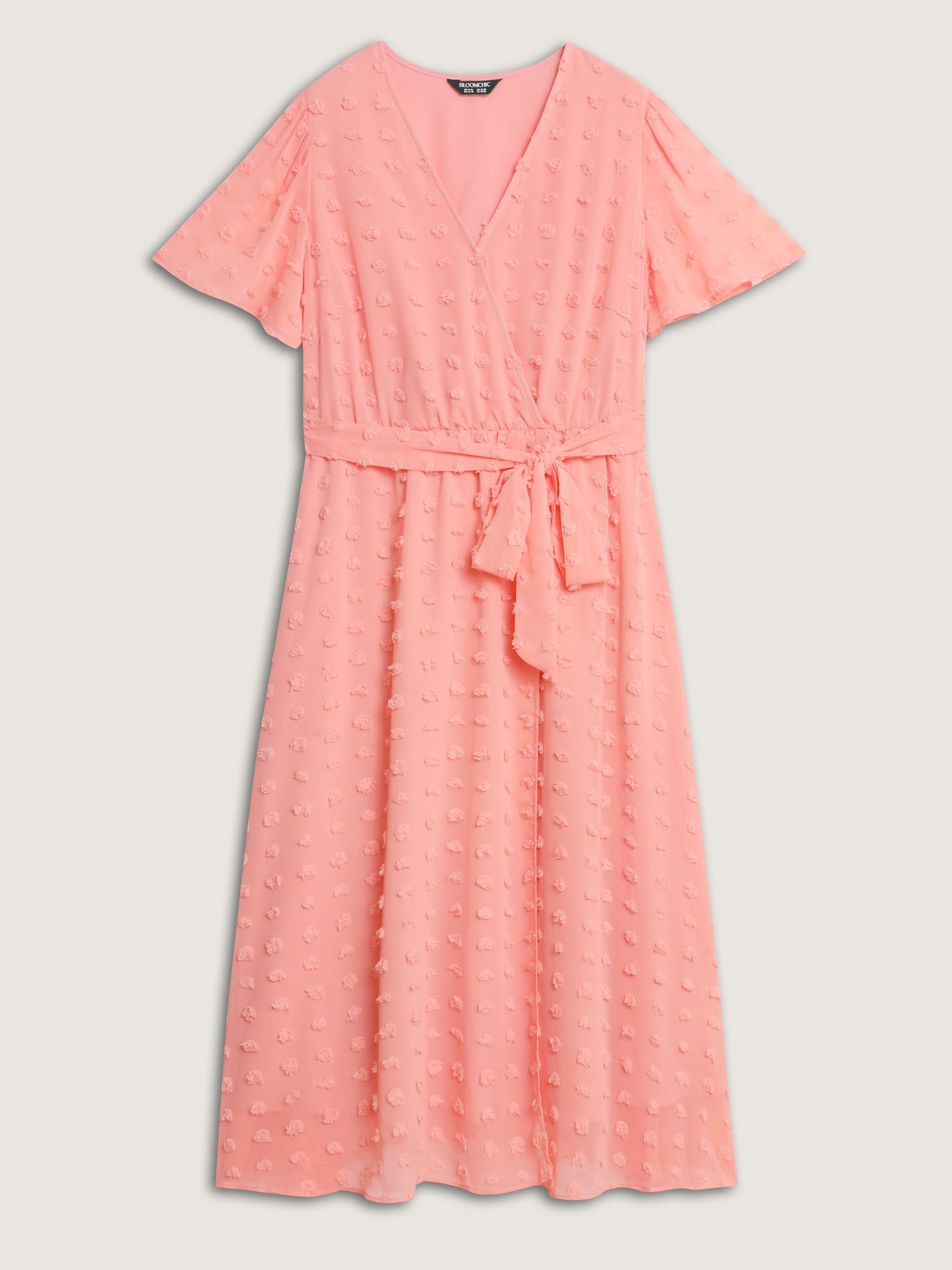 Stretchy Waistband Tie Wrap Neckline Maxi Dress