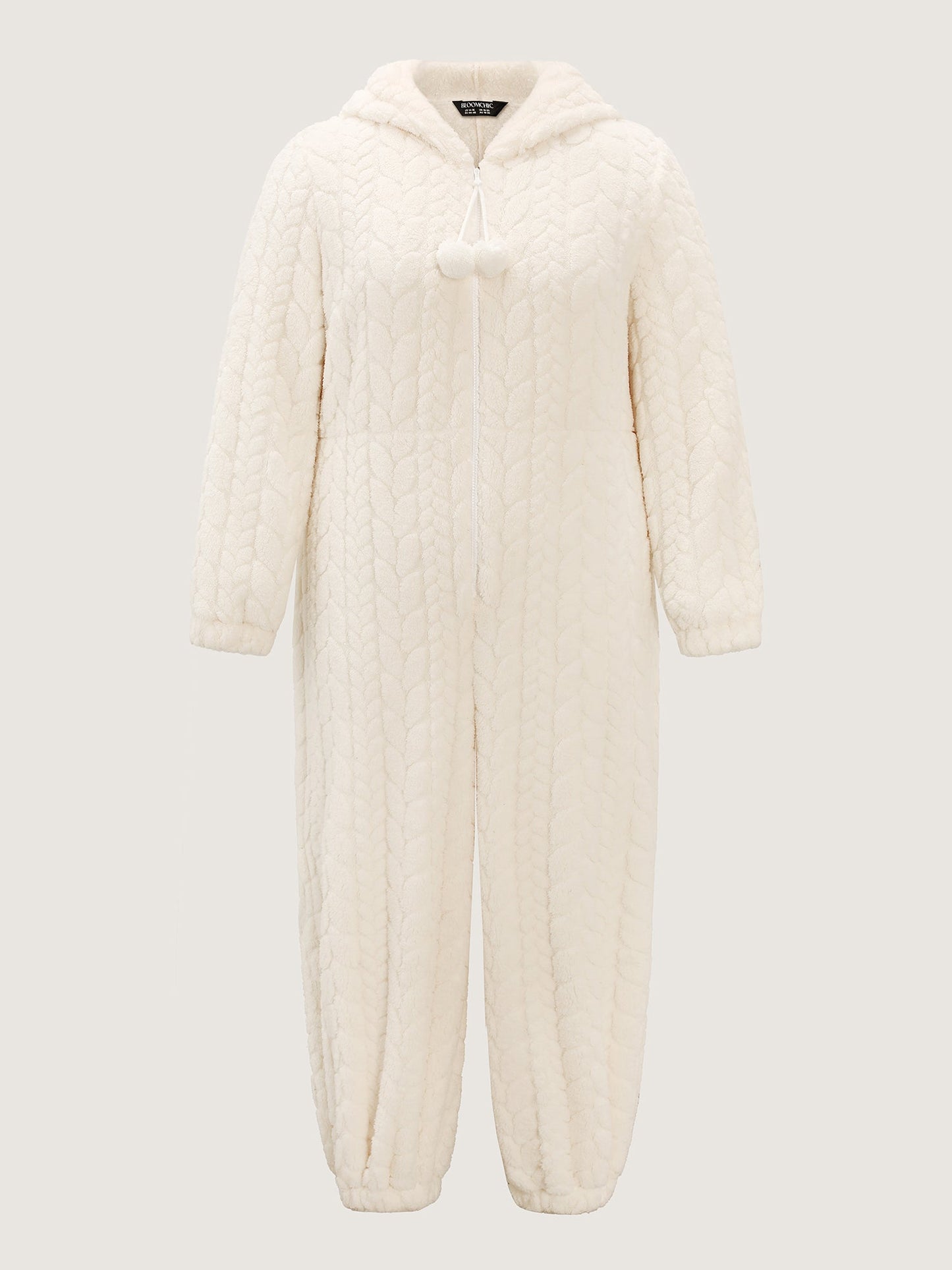 Fleece Half Zipper Hooded Sleep Jumpsuit