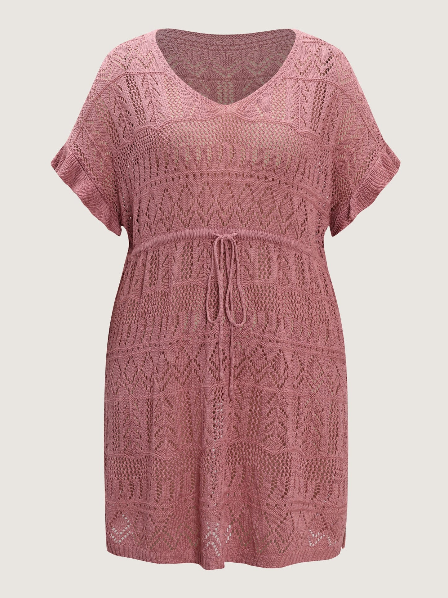 Textured Cut-Out Drawstring Swim Cover-Up