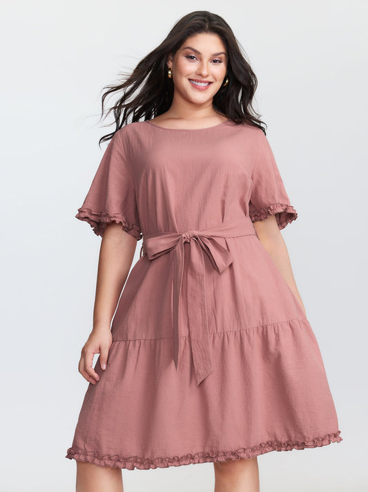 Pure Cotton Waist-Tie Midi Dress