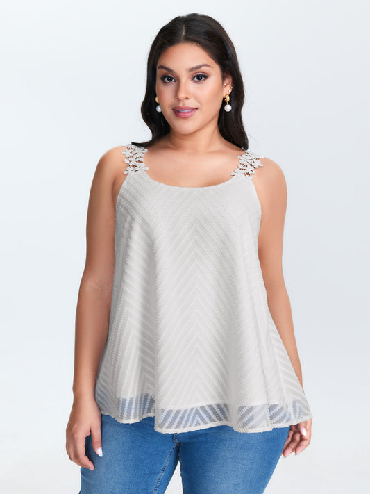 Lace Trim Flowy Tank Top