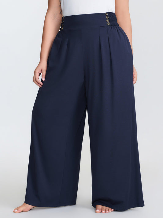 Supersoft Shirred Wide Waistband Button Lounge Bottoms